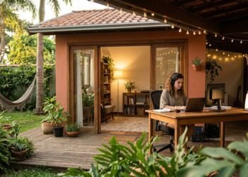 Home office no quintal: iluminar a edícula sem obra elétrica