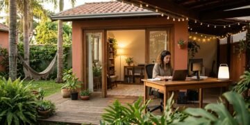 Home office no quintal: iluminar a edícula sem obra elétrica