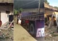 Motorista de caminhão bate na frente de casa no bairro Silvio Botelho