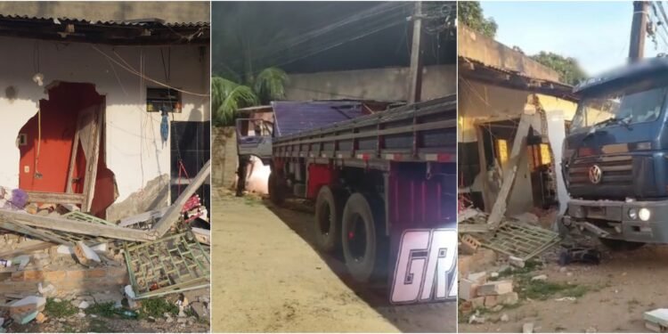 Motorista de caminhão bate na frente de casa no bairro Silvio Botelho