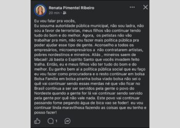 Procuradora de Macaé ataca petistas em post e sugere que empresas não contratem ‘artistas, pobres nordestinos e mineiros’; polícia instaura inquérito
