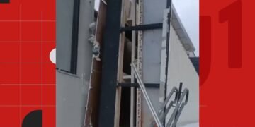 Marquise de aeroporto desaba meses após reforma e inauguração em Cachoeiro; VÍDEO